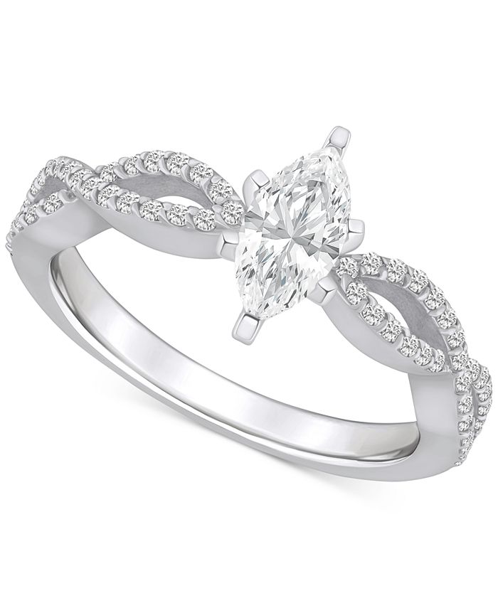 Macy s Diamond Marquise Twist Shank Engagement Ring 5 8 ct. t.w