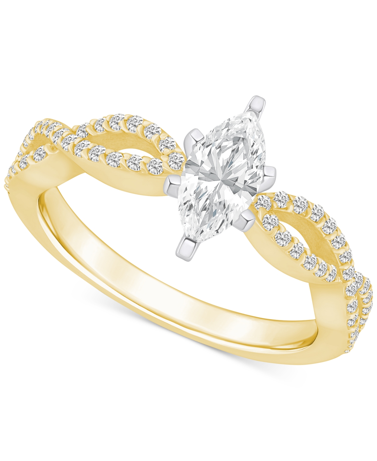 Macy's Diamond Marquise Twist Shank Engagement Ring (5/8 Ct. T.w.) In 14k Gold In Yellow Gold
