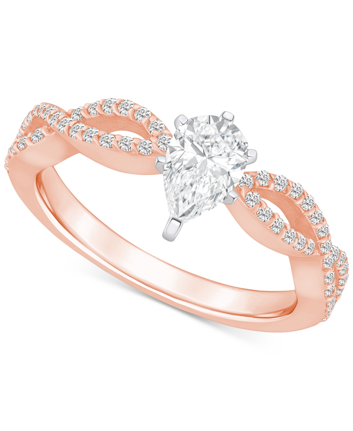 Macy's Diamond Marquise Twist Shank Engagement Ring (5/8 Ct. T.w.) In 14k Gold In Rose Gold