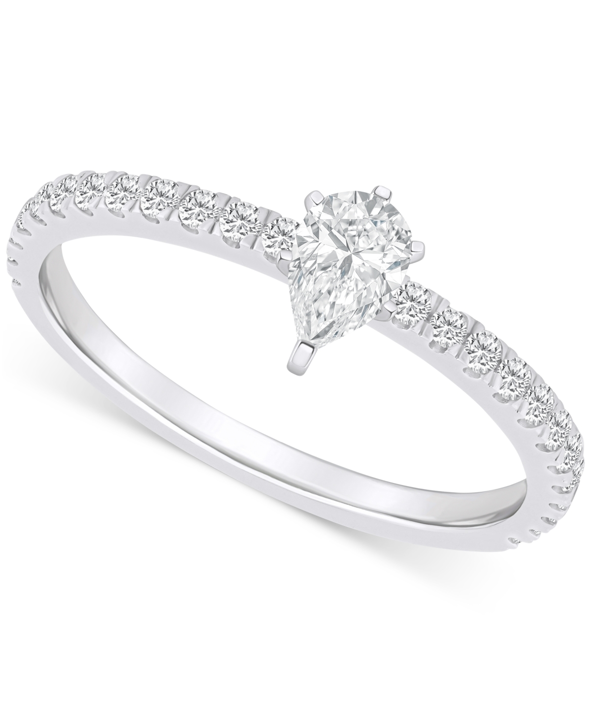 Macy's Diamond Pear Engagement Ring (1/2 Ct. T.w.) In 14k Gold In White Gold