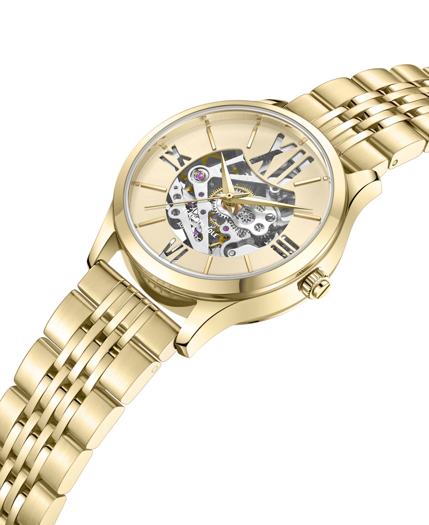 Женские часы Kenneth Cole New York Automatic Gold-Tone Stainless Steel Bracelet Watch 34.5mm — фото 2