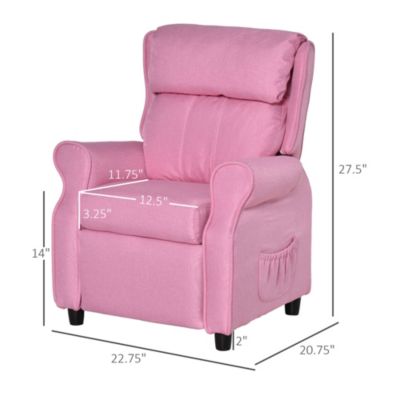Kids Soft Sofa, Reclining Lounger Armchair w/ Footrest Storage Side Pockets