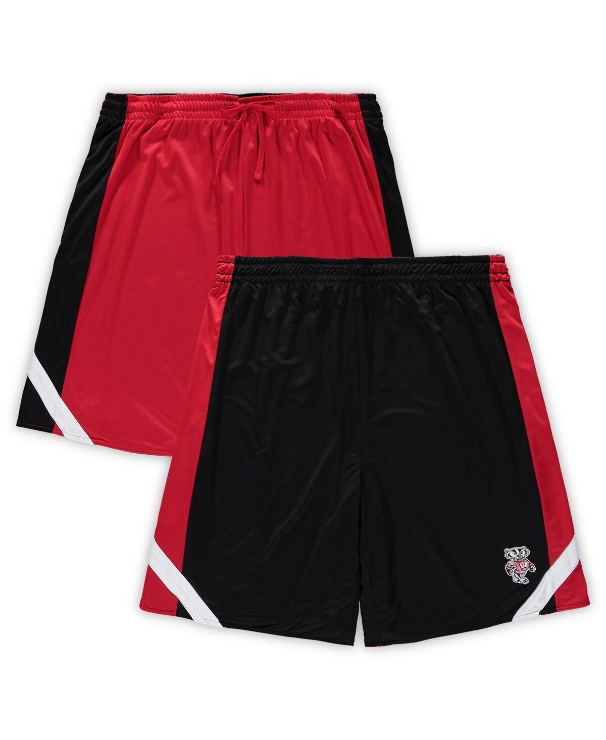 Colosseum Men's  Red, Black Wisconsin Badgers Big And Tall Team Reversible Shorts In Red,black