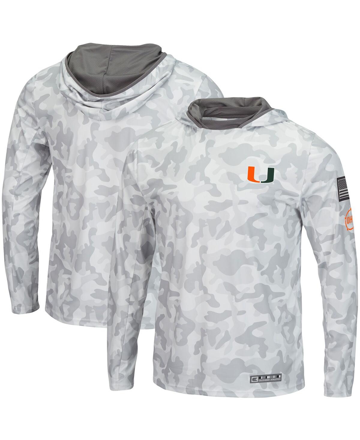 Colosseum Men's  Arctic Camo Miami Hurricanes Oht Military-inspired Appreciation Hoodie Long Sleeve T