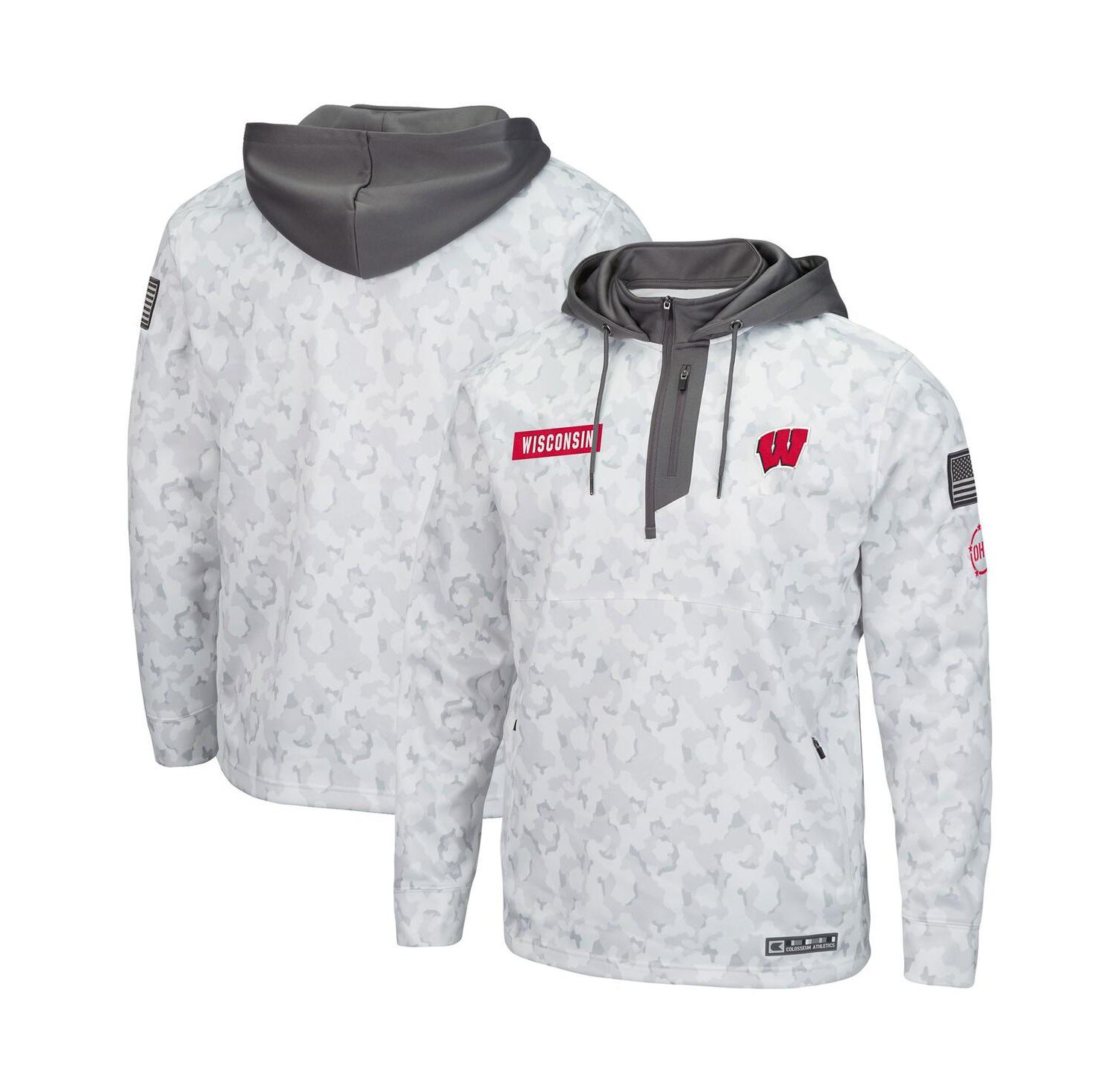 Men's Arctic Camo Wisconsin Badgers OHT Military-inspired Appreciation Quarter-zip Hoodie