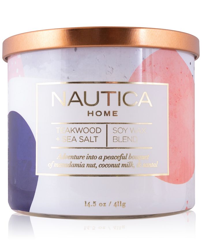 Nautica Teakwood + Sea Salt Candle, 14.5 oz. Macy's