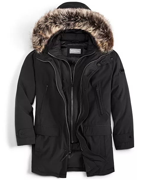 Michael Kors Men's Hooded Bib Snorkel Parka Coat
