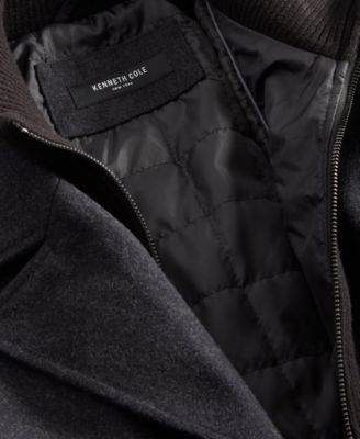 Men's Wool Blend Peacoat with Bib Coat