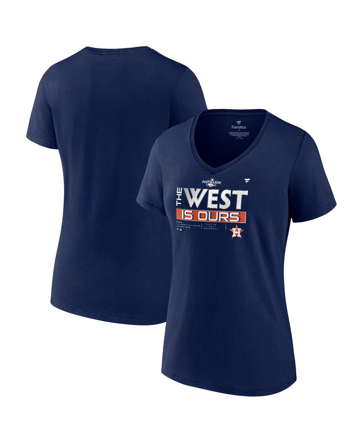 Women's FanaticsHouston Astros 2022 Al West Division Champions Locker Room V-neck T-shirt - Navy