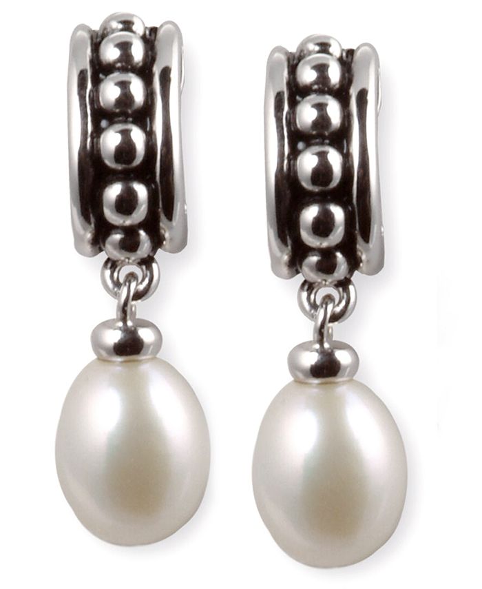 Arabella Cultured Freshwater Pearl Hoop Earrings in Sterling Silver ...
