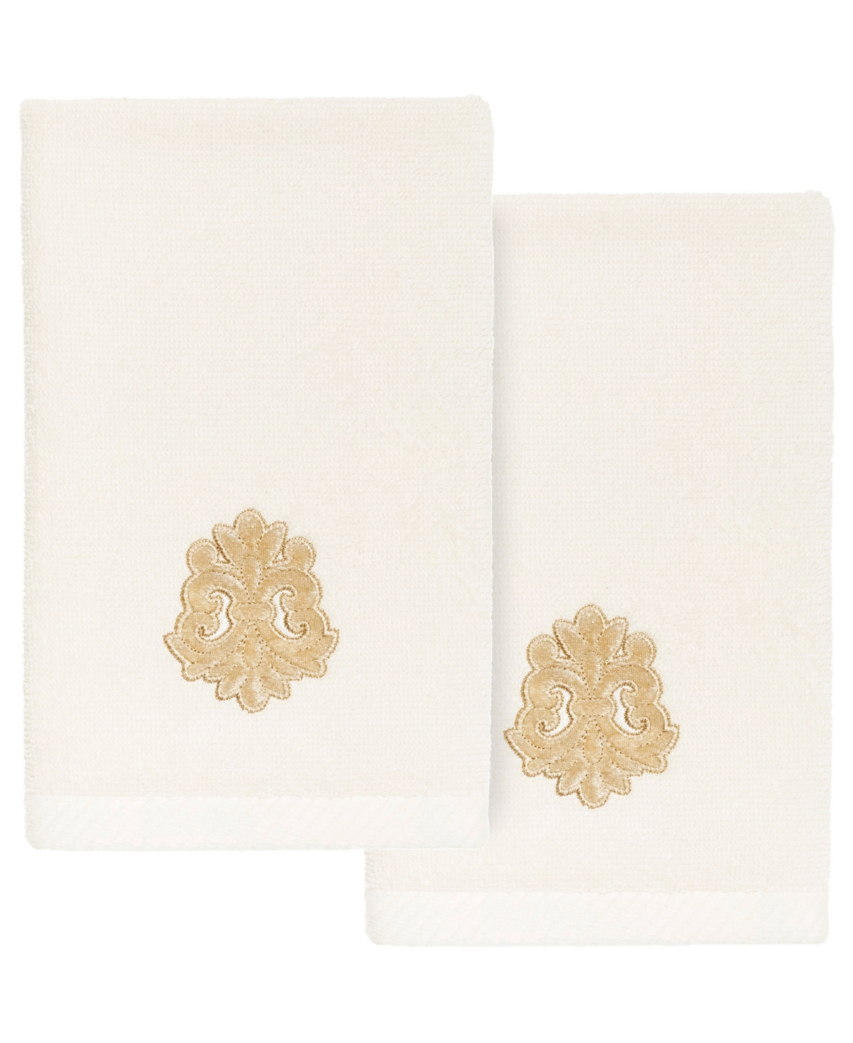 Linum Home Textiles Turkish Cotton May Embellished Fingertip Towel Set, 2 Piece Bedding In Beige