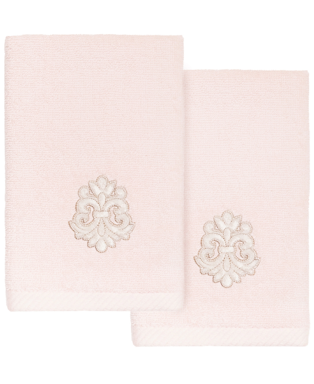 Linum Home Textiles Turkish Cotton May Embellished Fingertip Towel Set, 2 Piece In Blush