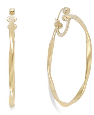 twisted hoop earrings in 14k gold and white vermeil