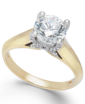 image of X3 Certified Diamond (1 ct. t.w.) Solitaire Engagement Ring in 18k Yellow and White Gold, Created for Macy-s