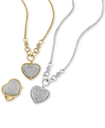 D'Oro by EFFY® Diamond Pavé Diamond Heart Pendant (3/4 ct. t.w.) in 14k  Gold or 14k Rose Gold