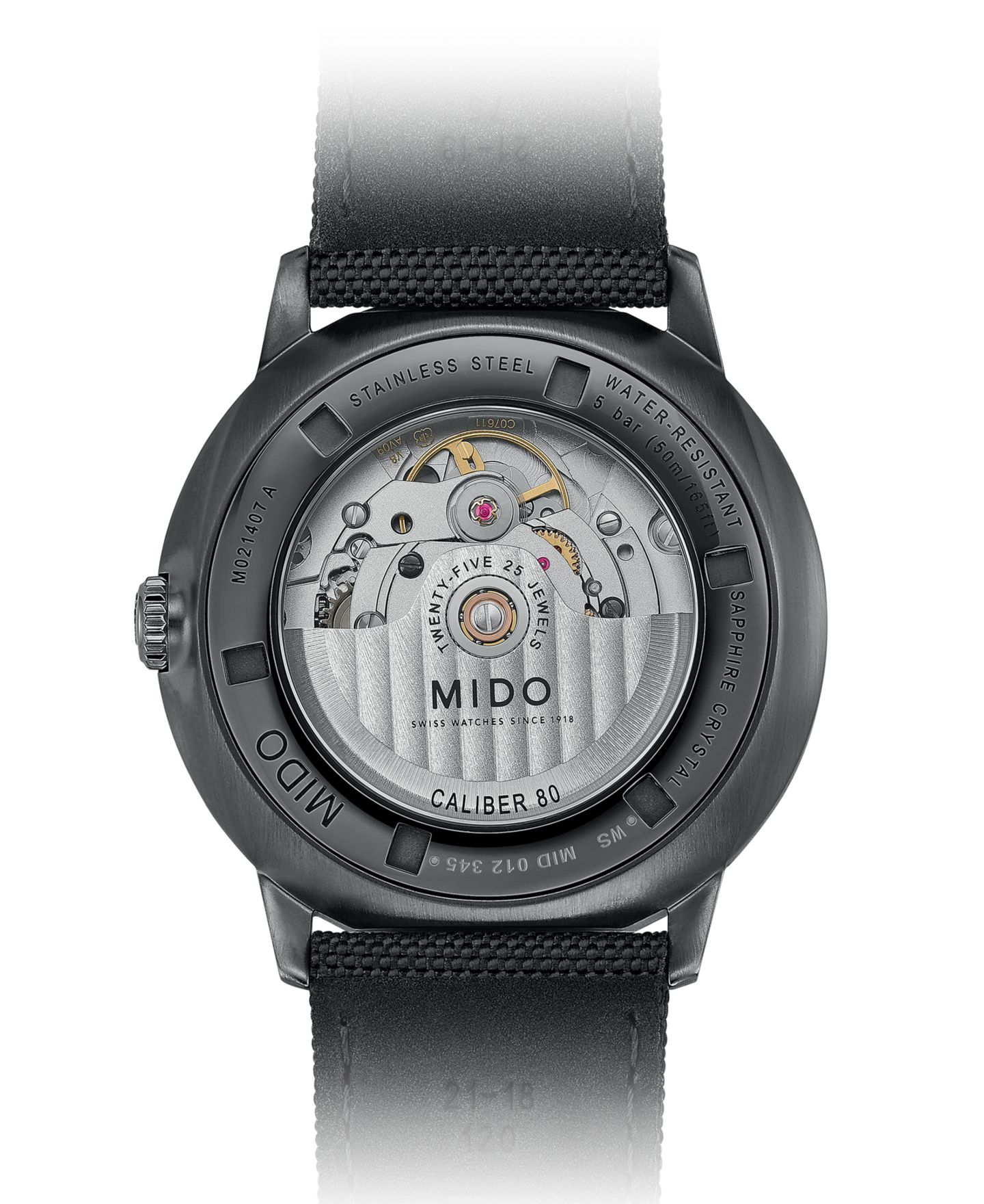 Мужские часы Mido Swiss Automatic Commander Gradient Black Fabric Strap Watch 40mm — фото 2