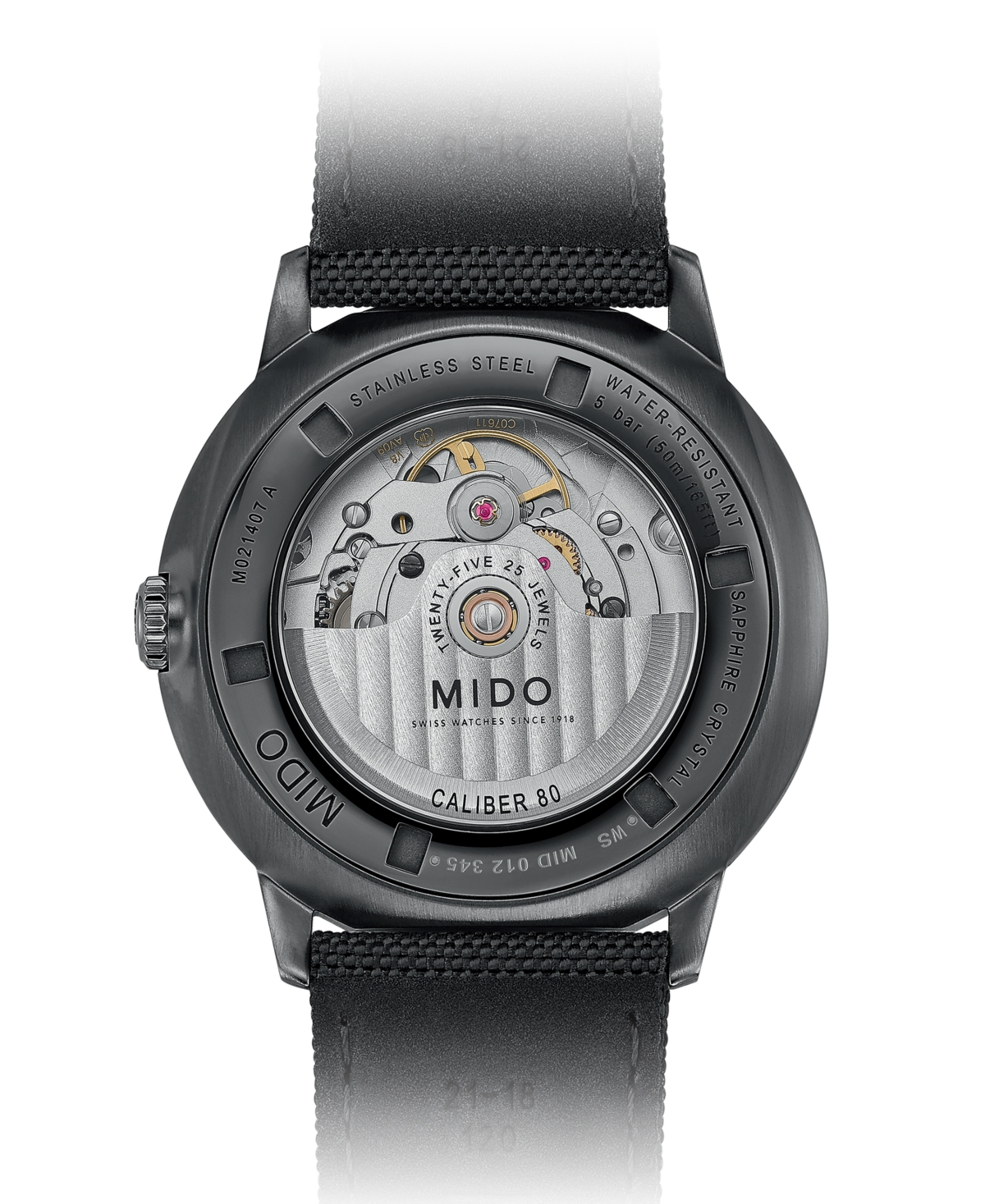 Mido Men's Swiss Automatic Commander Gradient Black Fabric Strap Watch 40mm In Black