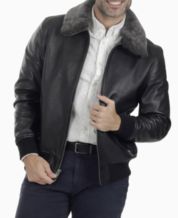 Chamarras de piel cheap para hombre en macy's