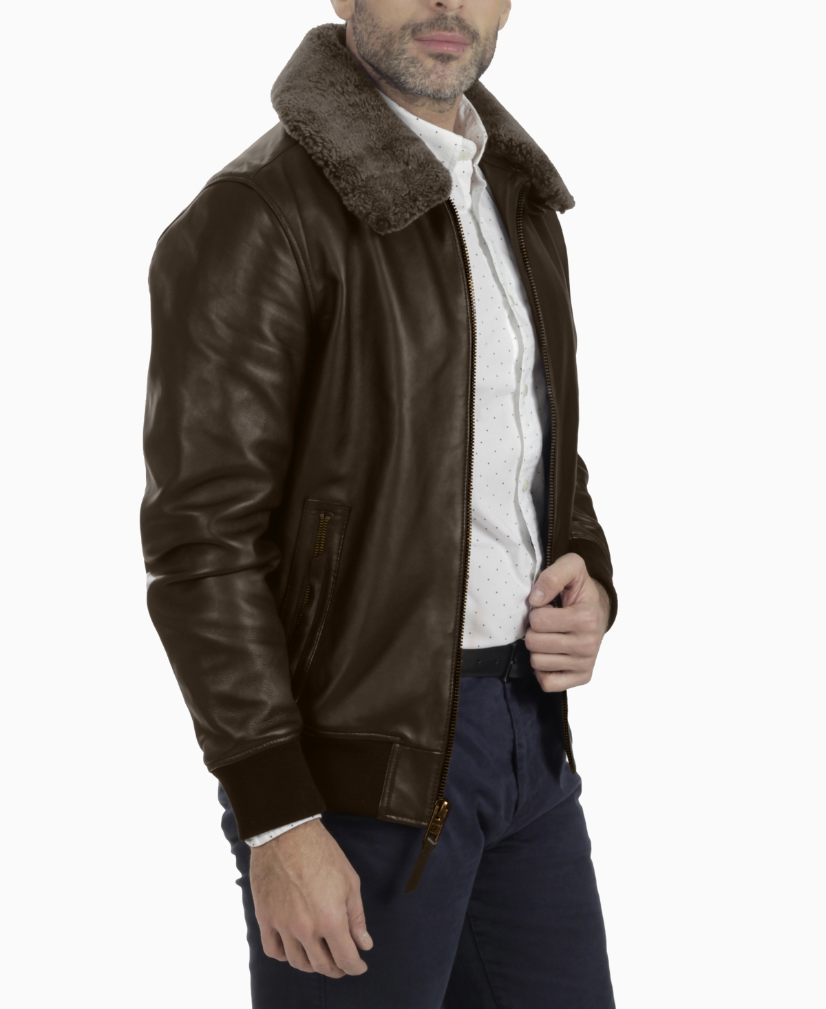 Frye Men's Removable-Collar Leather Bomber Jacket