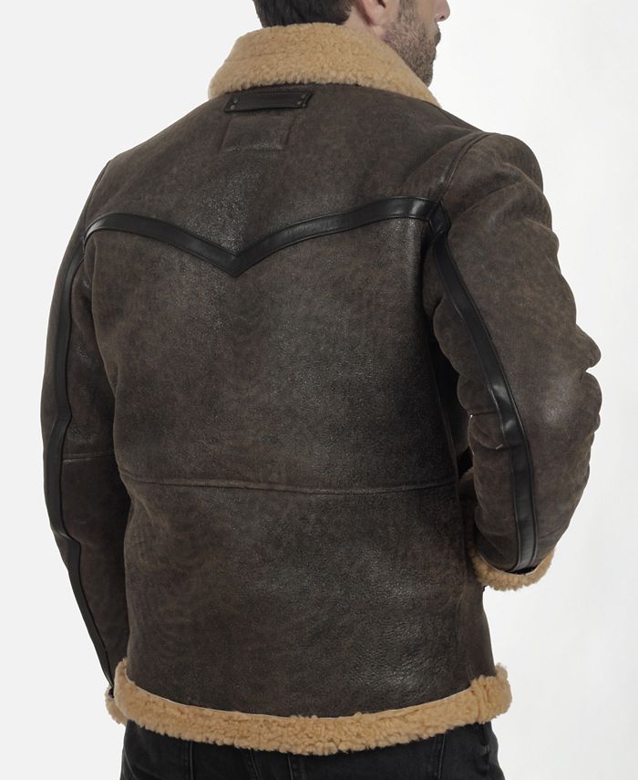 Frye Men s Crackle Finish Shearling Jacket Macy s