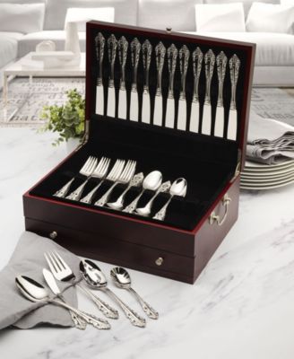 Dark Walnut Lined Drawer Stainless-Steel Flatware 15in Chest
