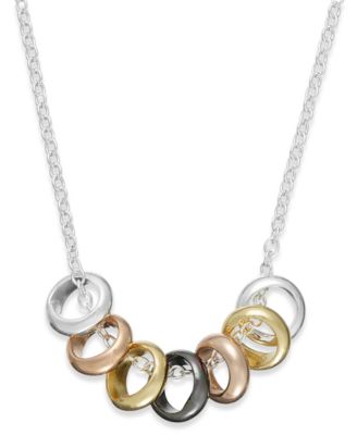 Giani Bernini - Multi-Tone Seven Ring Frontal Necklace in Sterling Silver