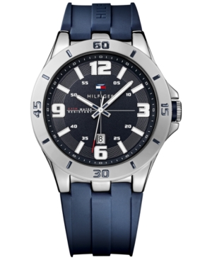 UPC 885997124423 product image for Tommy Hilfiger Men's Blue Silicone Strap Watch 46mm 1791062 | upcitemdb.com