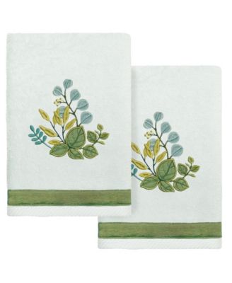 Turkish Cotton Botanica Embellished 2-Pc. Hand Towel Set
