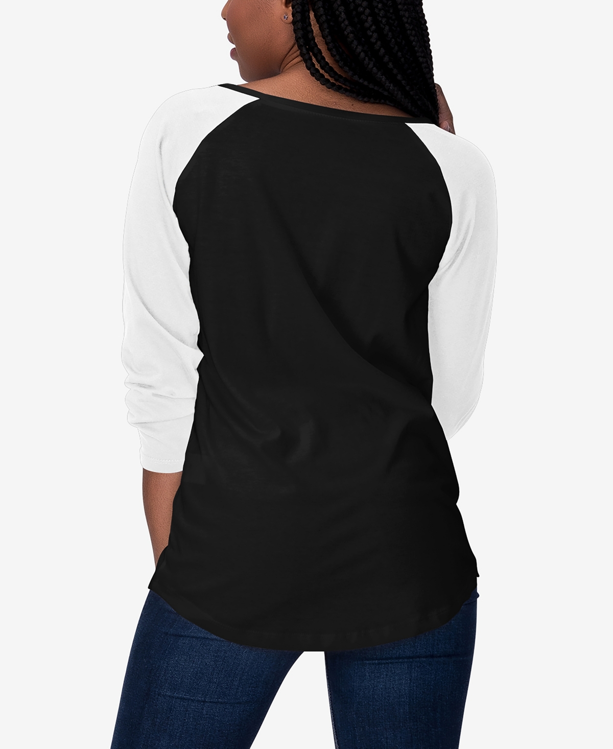 La Pop Art Women's Raglan Butterfly Word Art T-shirt - White