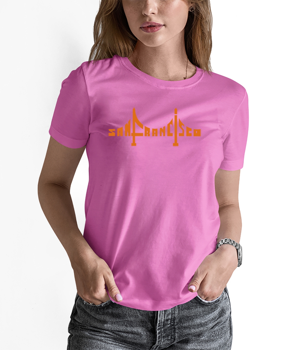 La Pop Art Women's San Francisco Bridge Word Art T-shirt