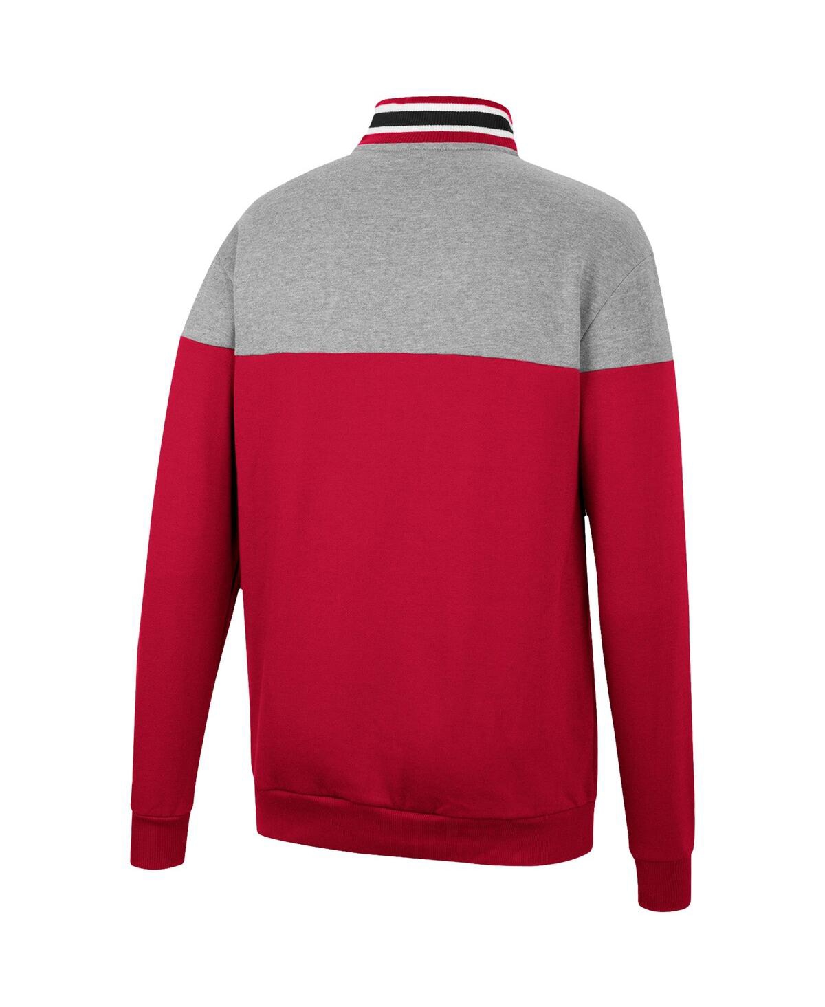 Colosseum Men's  Cardinal And Heather Gray Arkansas Razorbacks Be The Ball Quarter-zip Top In Cardinal,heather Gray