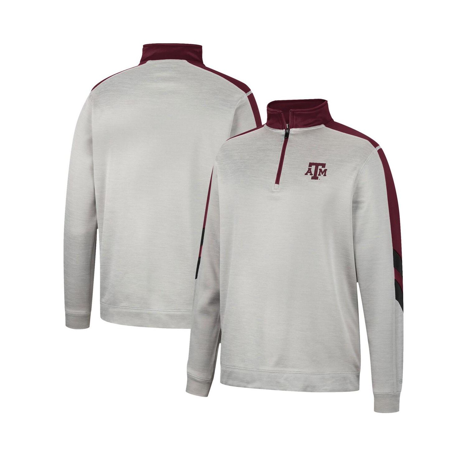 Men's Gray and Maroon Texas A&M Aggies Bushwood Fleece Quarter-Zip Jacket