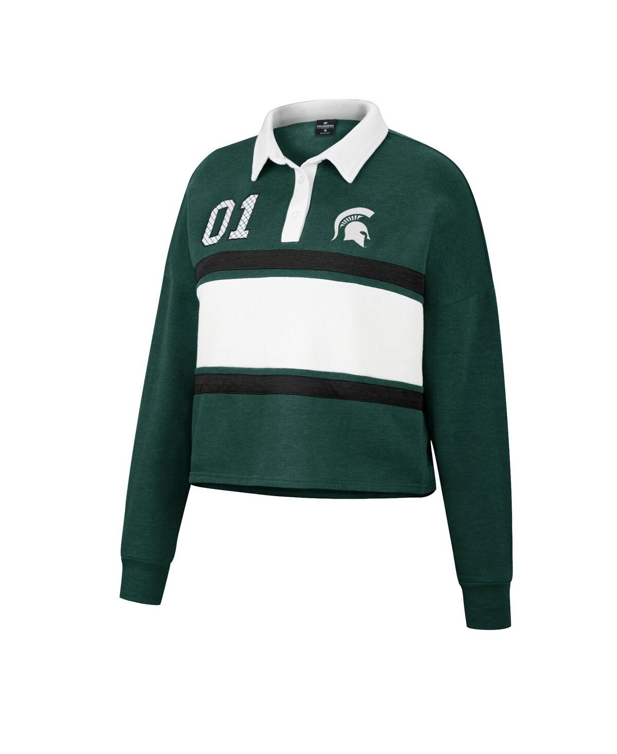 Shop Colosseum Women's  Green Michigan State Spartans I Love My Job Rugby Long Sleeve Shirt