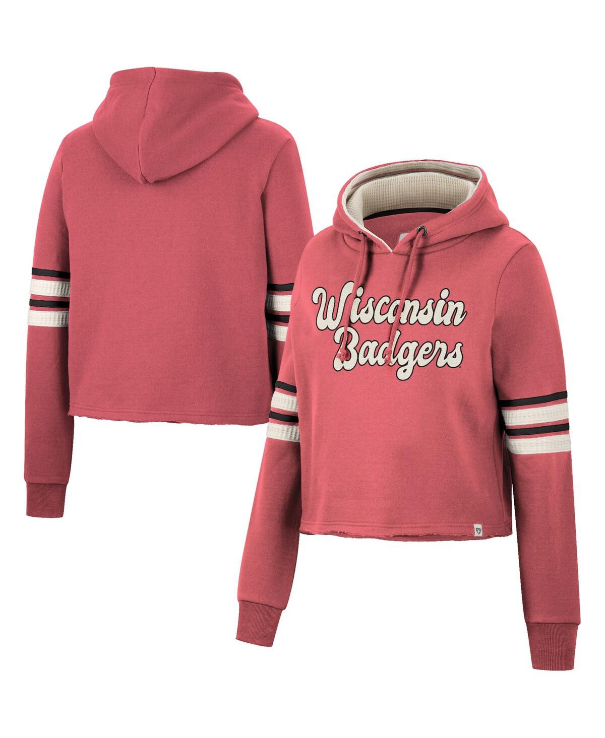 Colosseum Women's  Crimson Indiana Hoosiers Retro Cropped Pullover Hoodie In Red