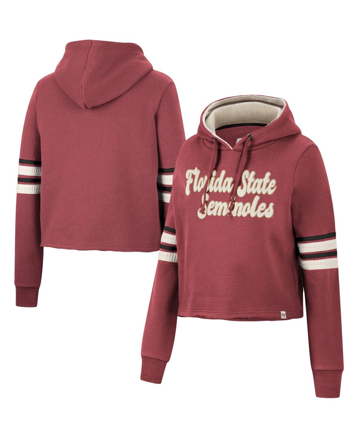 Colosseum Women's  Garnet Florida State Seminoles Retro Cropped Pullover Hoodie In Garnet