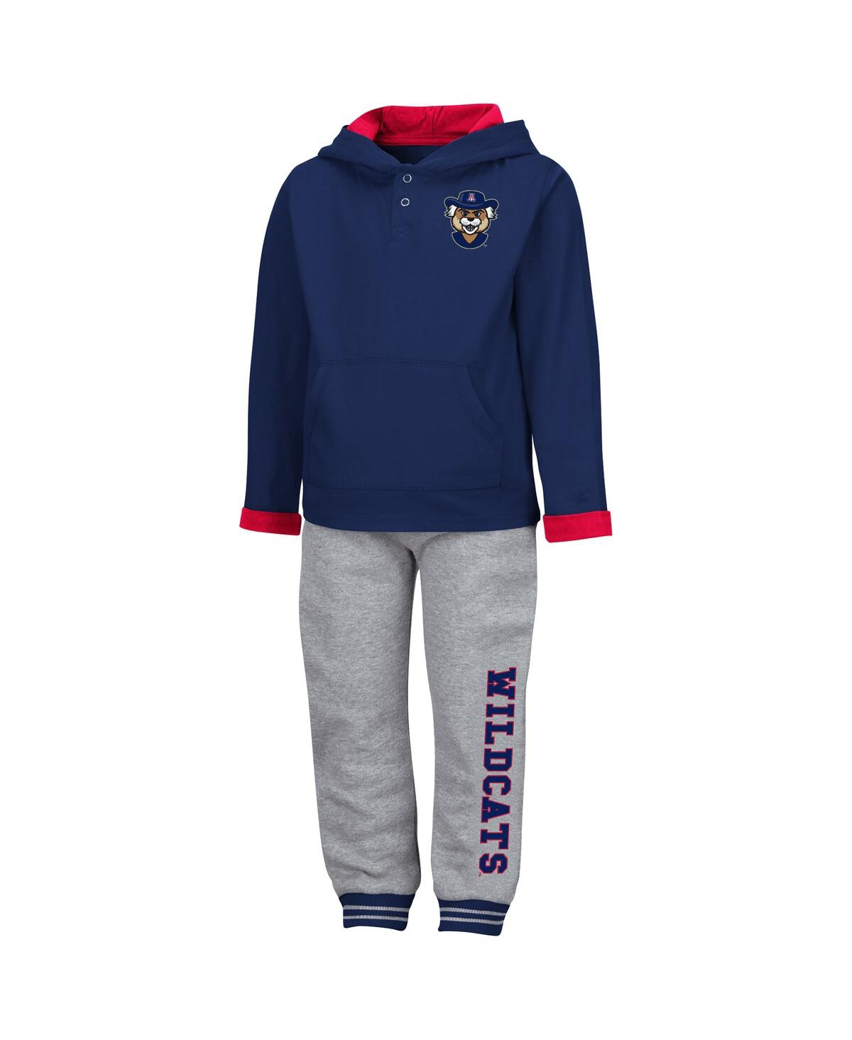 Colosseum Toddler Boys  Navy And Heathered Gray Arizona Wildcats Poppies Pullover Hoodie And Sweatpan In Navy,heathered Gray