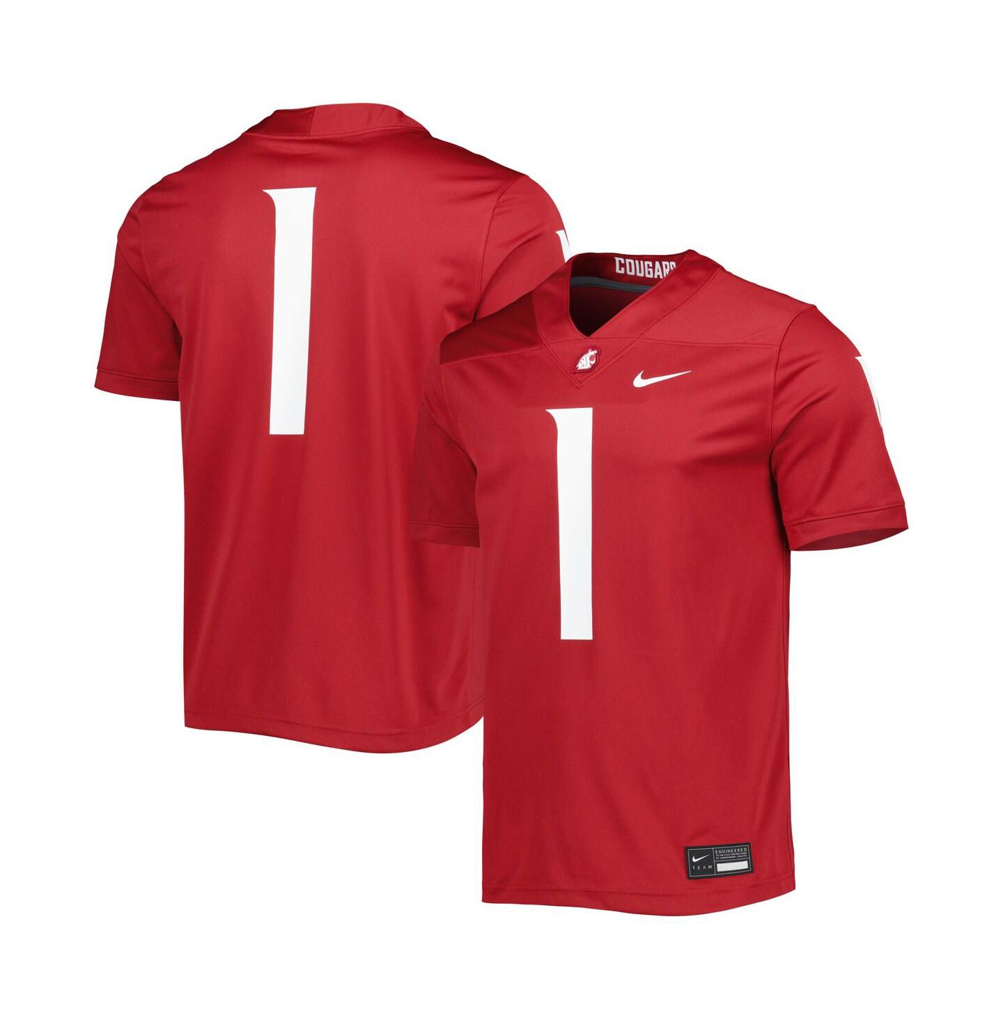 Мужской топ Nike #1 Crimson Washington State Cougars Untouchable Football Jersey — фото 4