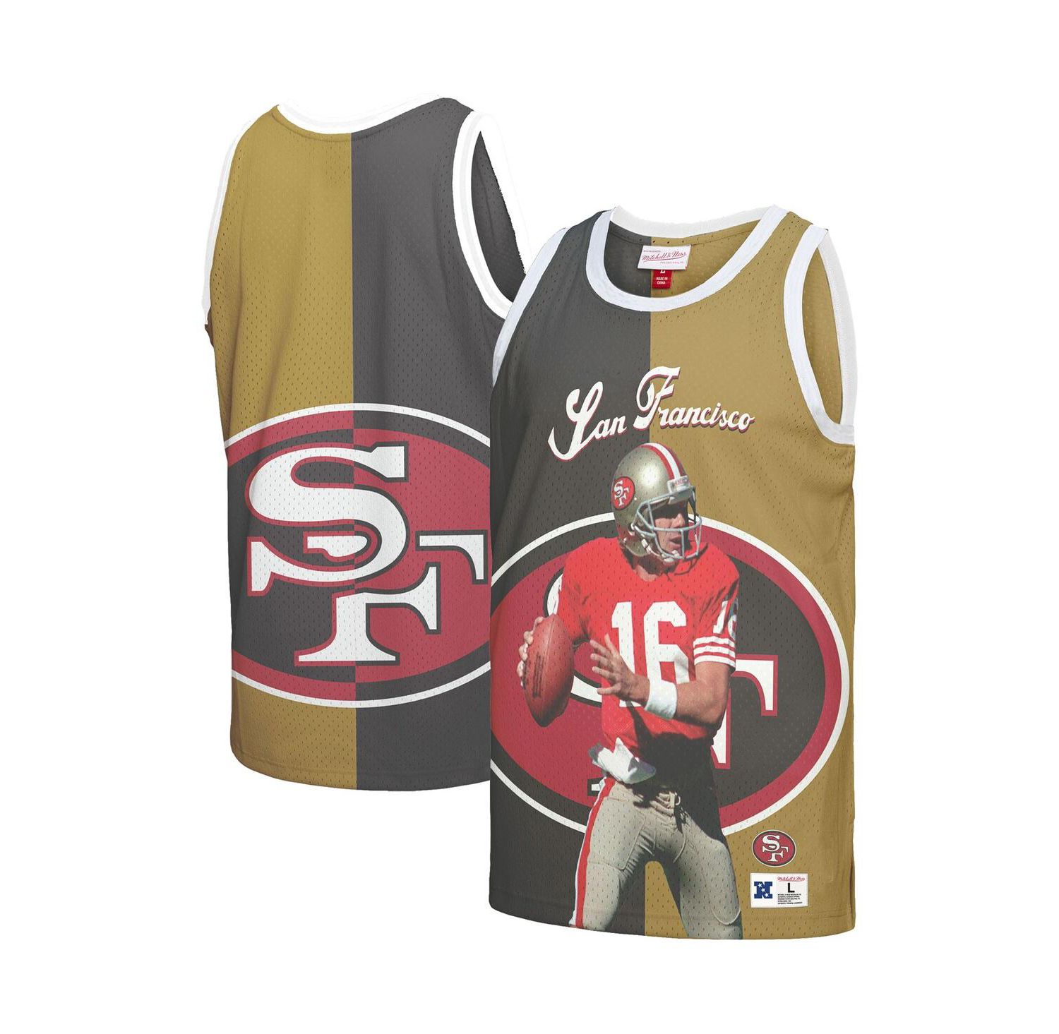Men's Joe Montana Black, Gold San Francisco 49ers Retired Player Graphic Tank Top