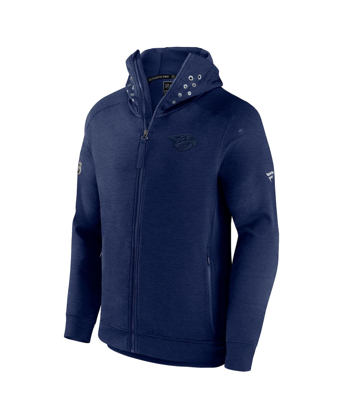 Fanatics Men's  Heather Navy Nashville Predators Authentic Pro Road Tech Full-zip Hoodie Jacket In Navy