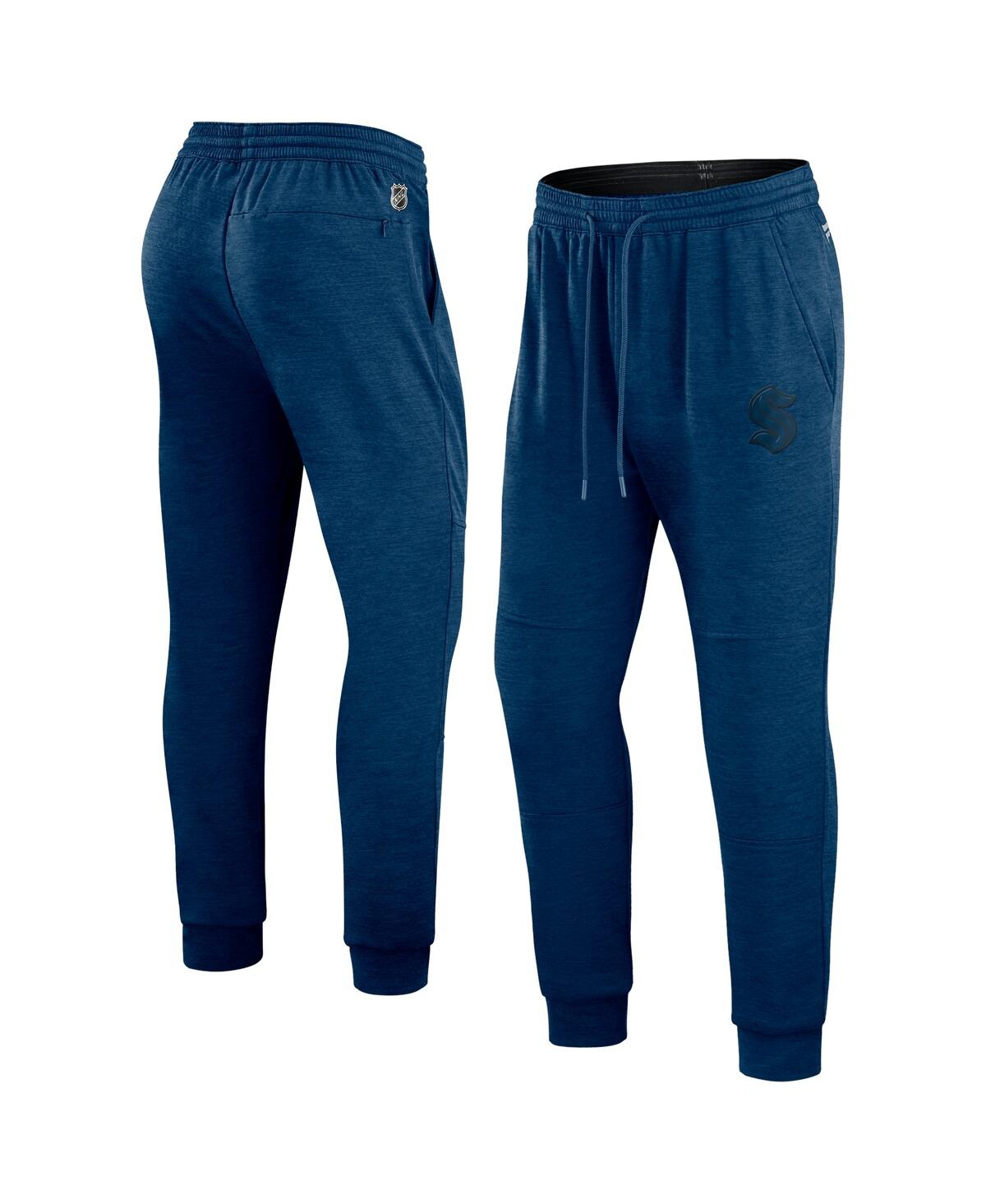 Shop Fanatics Men's  Heather Deep Sea Blue Seattle Kraken Authentic Pro Road Jogger Sweatpants