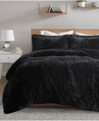 Malea Shaggy Faux-Fur 3-Pc. Duvet Cover Set, King