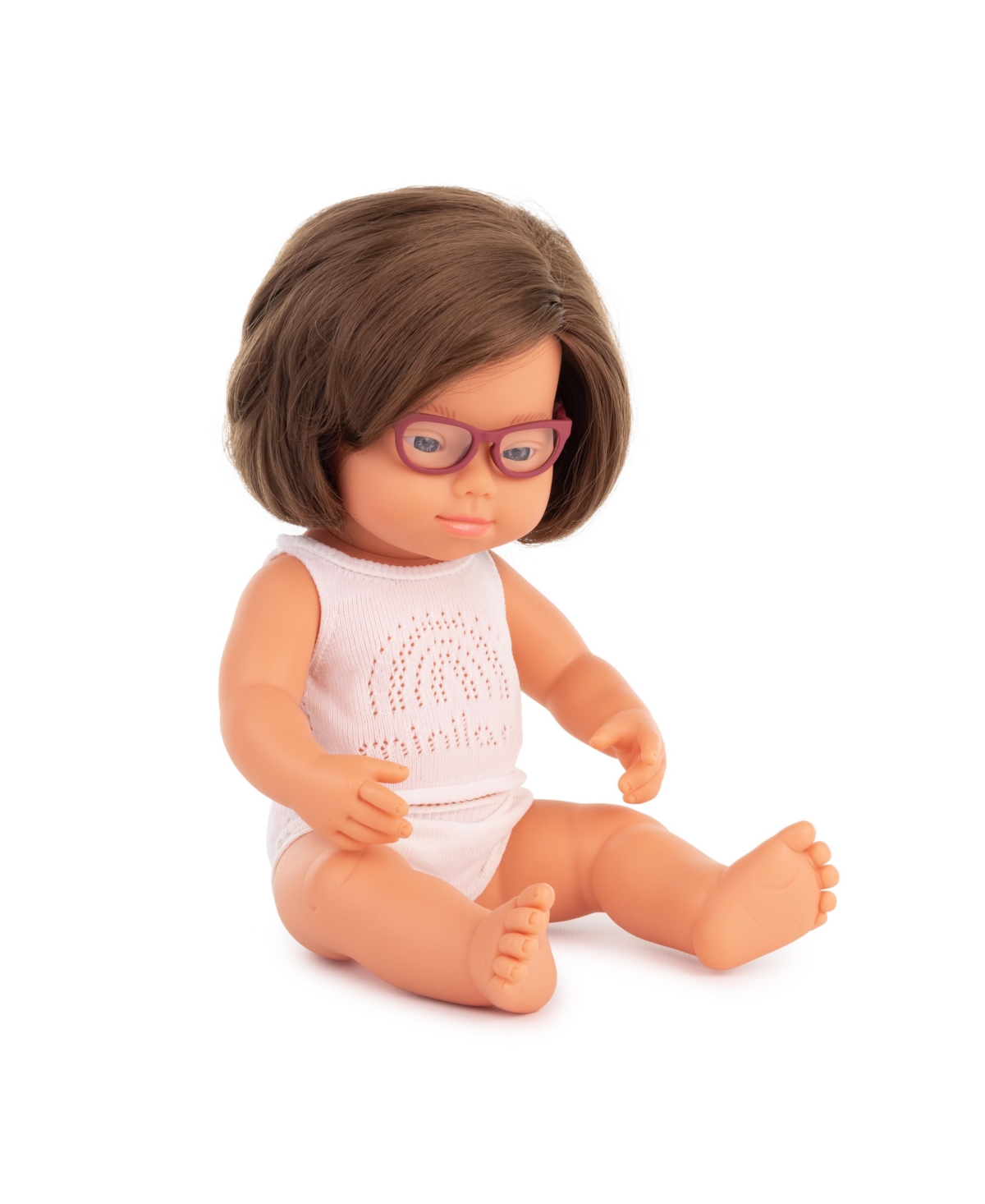 Miniland Kids' Baby Girl 15" Caucasian With Down Syndrome With Glasses In Multicolor