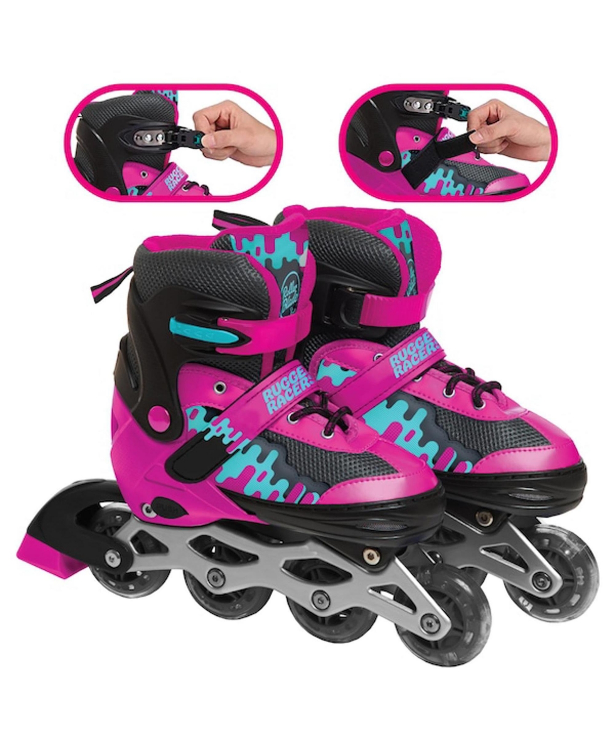Rugged Racers Kids Adjustable and Convertible Rollerblade and Ice Skate,