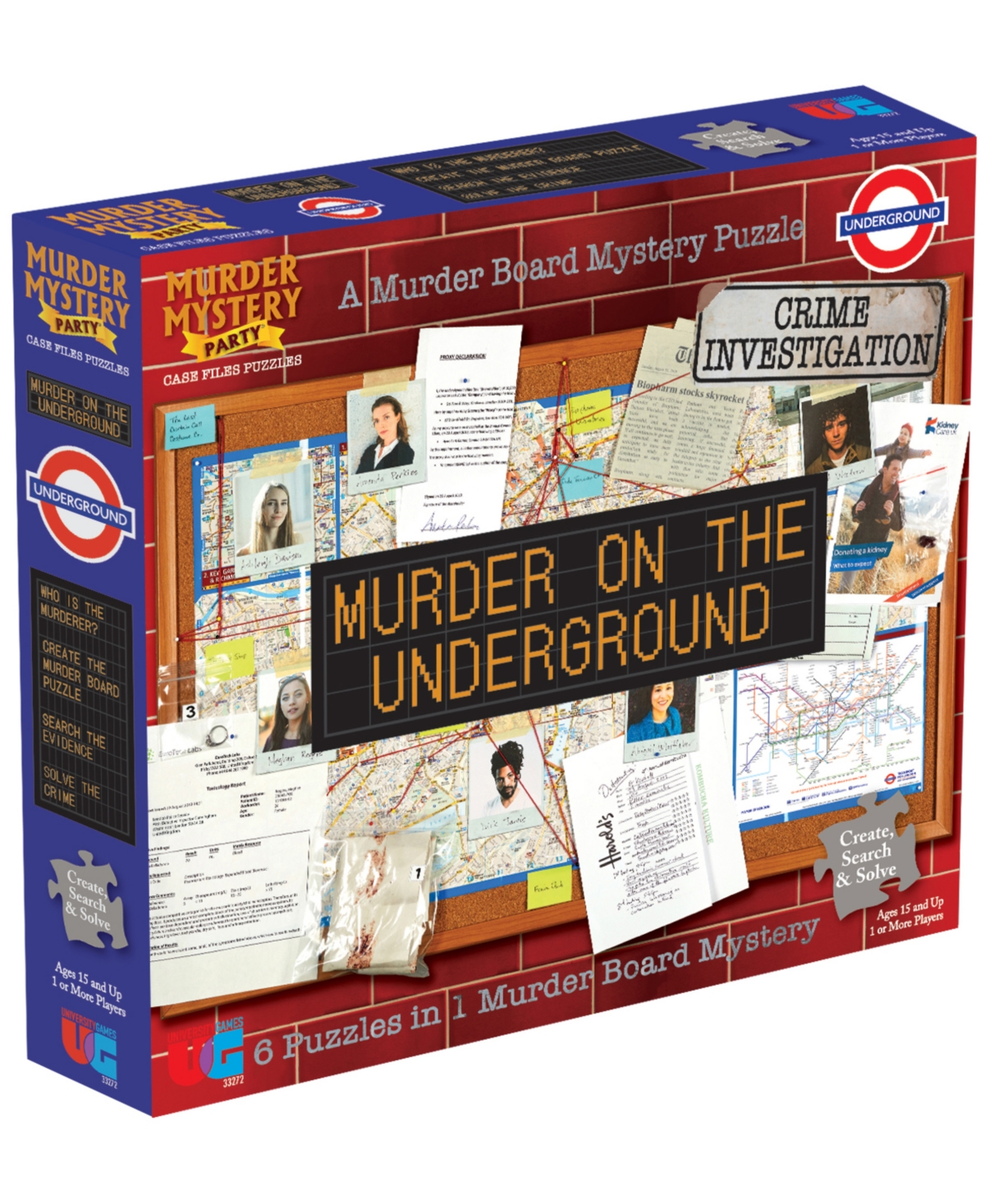 University Games Murder Mystery Party Case Files Murder On The Underground Puzzle Set, 100 Pieces In Multi Color