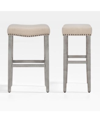 29" Upholstered Saddle Seat Bar Stool (Set of 2)