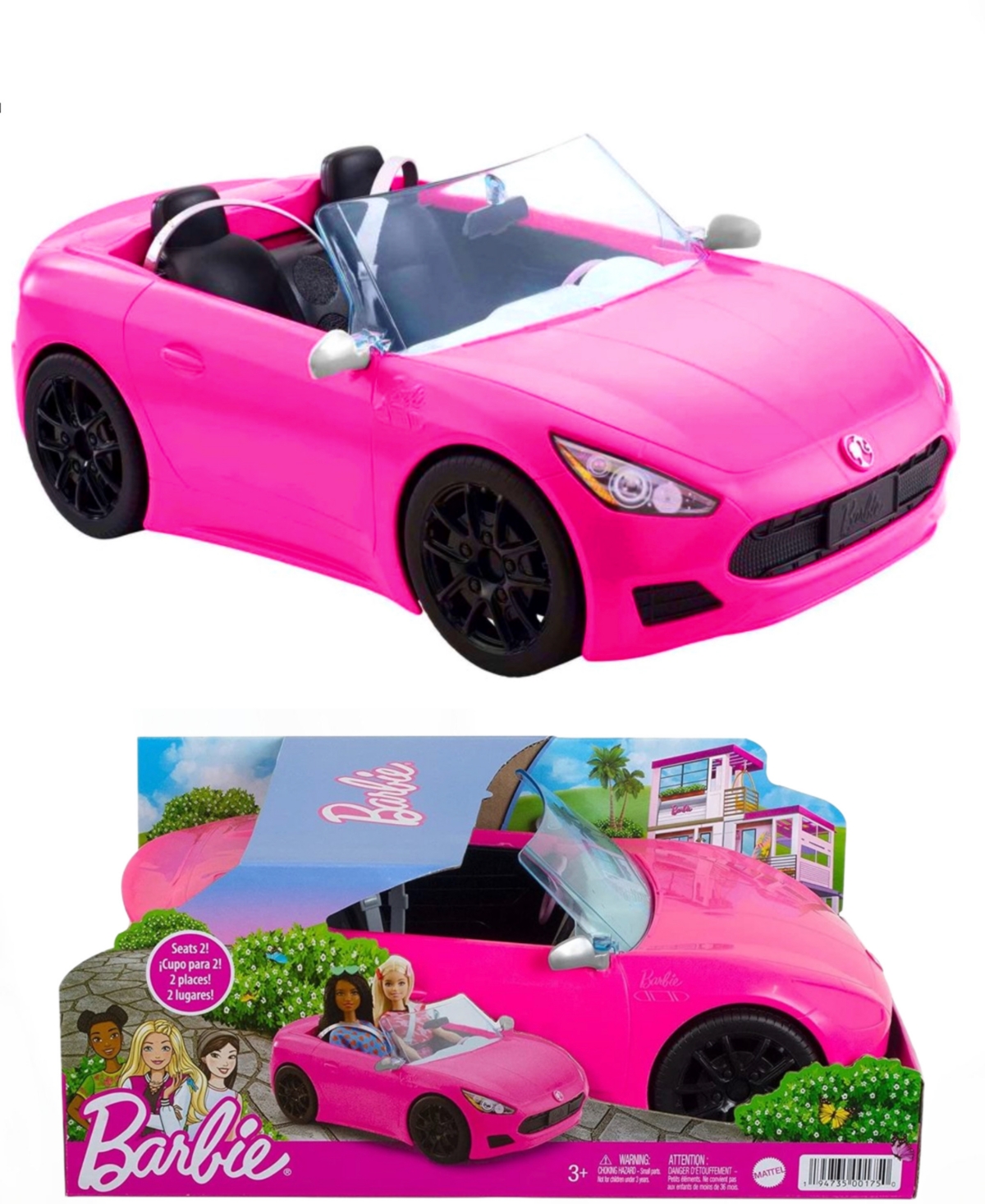 Barbie Kids' Convertible 2-seater Pink Passenger Vehicle In Multi Colored
