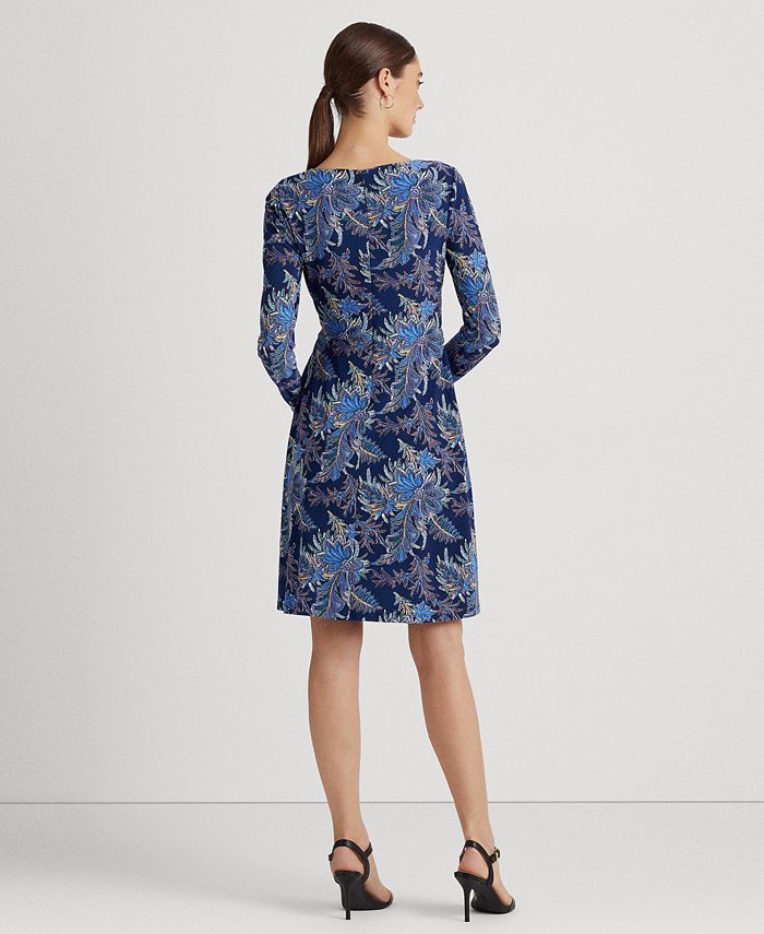 Ralph Lauren Women's Floral Jersey Dress Blue Size 12