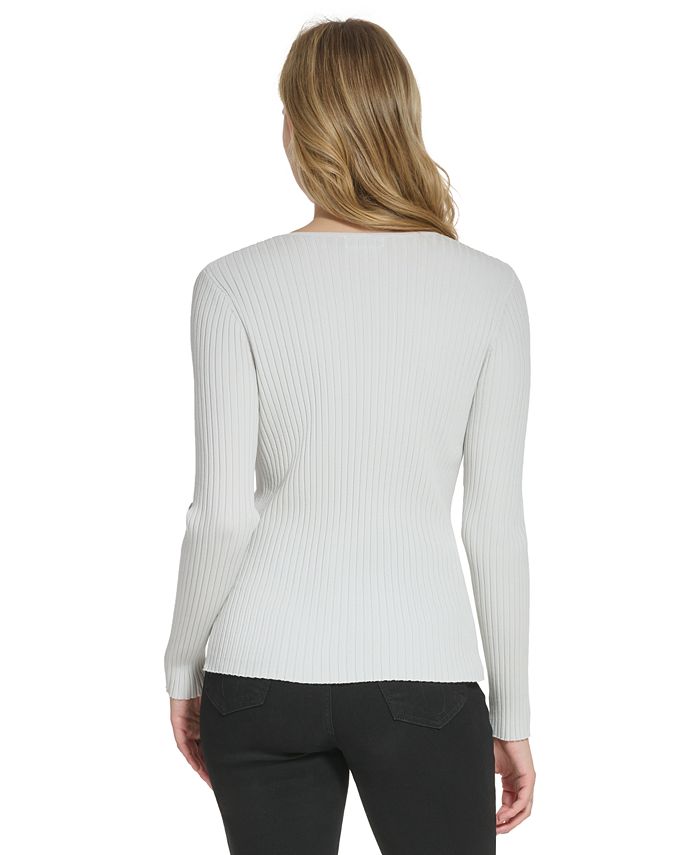 Calvin Klein Women's Long Sleeve Ribbed Keyhole Sweater & Reviews ...