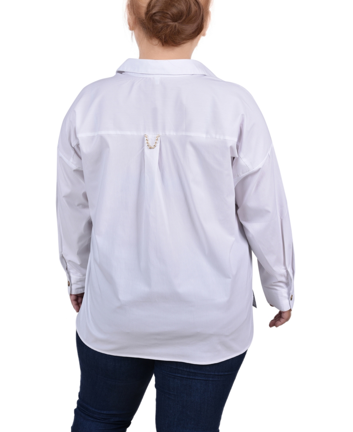 Ny Collection Plus Size Long Sleeve Blouse with Chest Pockets