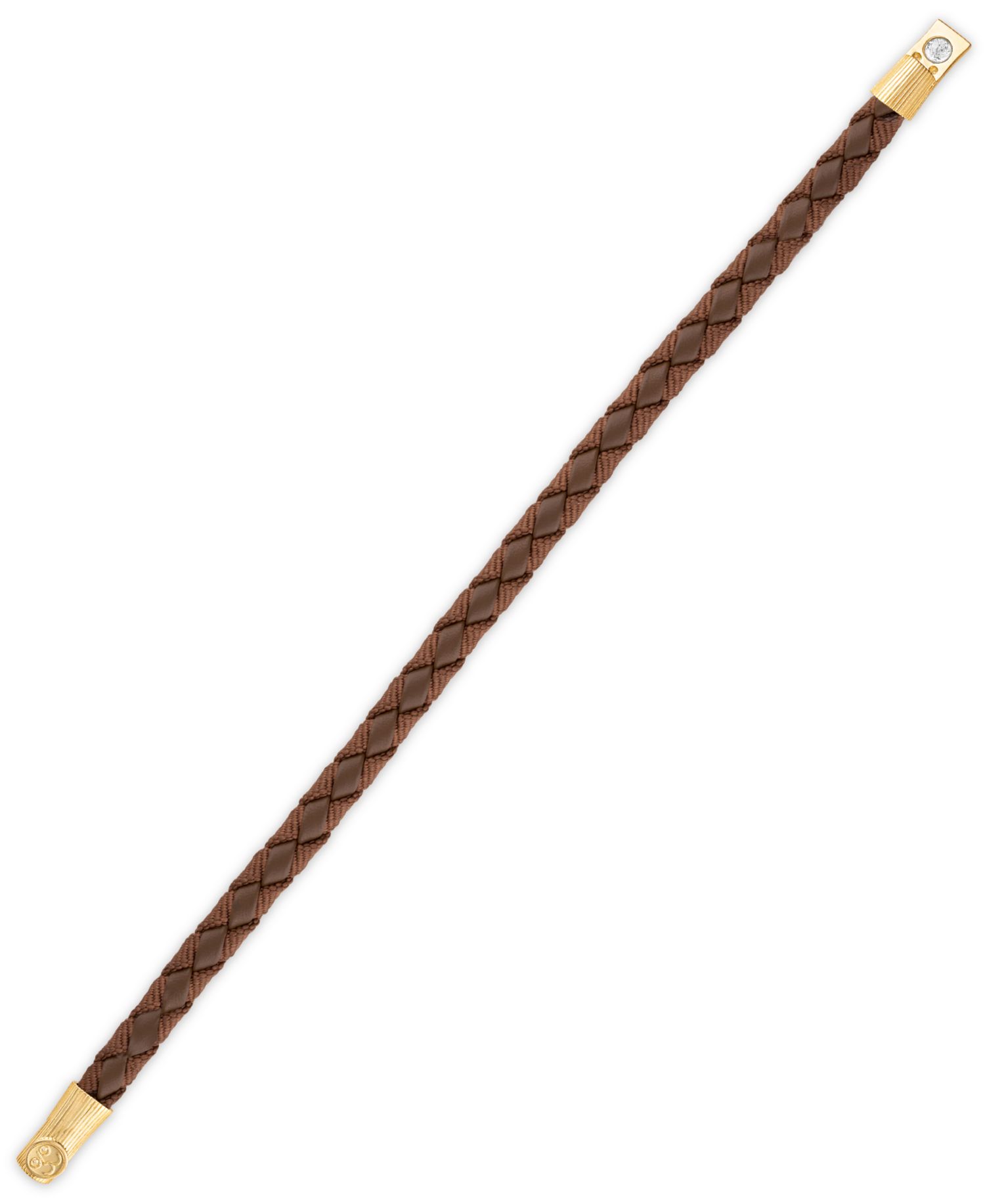 Black Leather Woven Bracelet in Sterling Silver (Also in Brown Leather & Blue Leather)